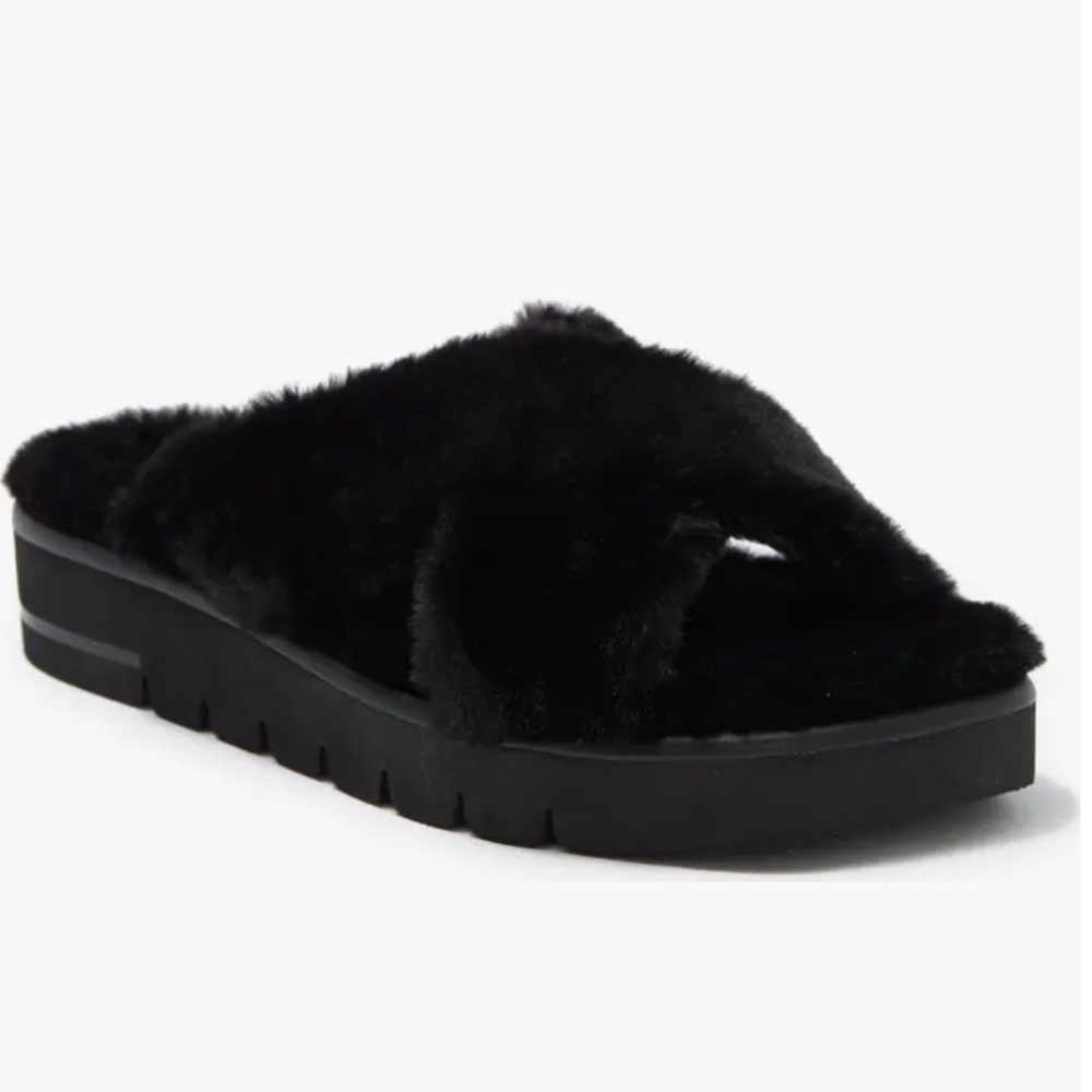 Stuart Weitzman Roza Faux Fur Platform Slide Sandal